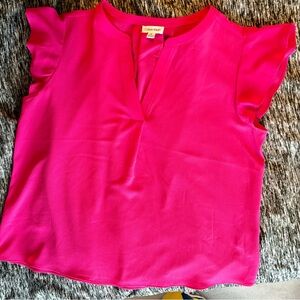 Calvin Klein Fuchsia Flutter Sleeve Split-Neck Blouse – XL - NWOT